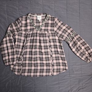 Knox Rose flannel blouse size medium pink and black